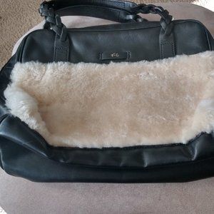FOLEY & CORINNA CABLE SHEARLING LEATHER SATCHEL BAG